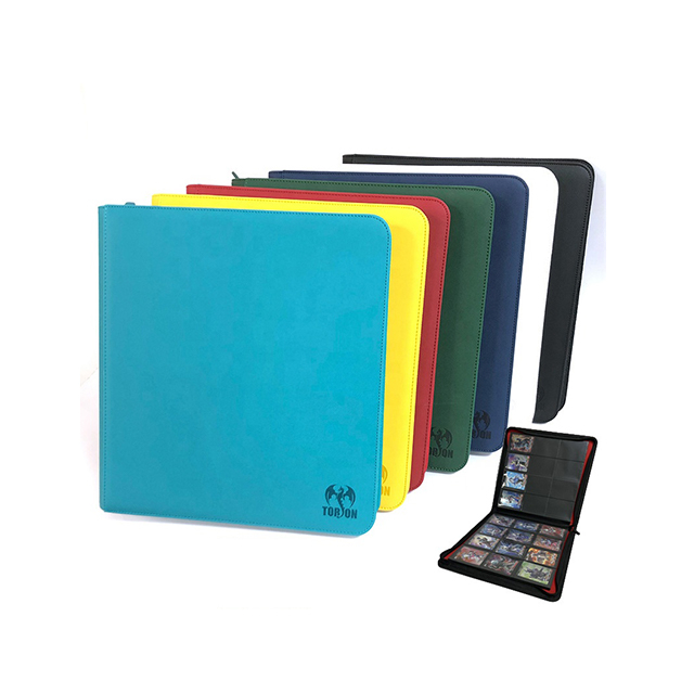 Torson Custom Sleeve Card Binder 12-Pocket 480+ Card Games Collect Zipper PU for Single Sleeve Cards-Yugioh TCG Micas