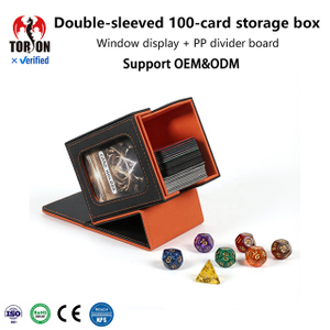Torson Wholesale Window Square-Cornered Deck Box for 100+ Double-Sleeved Cards PP Dividers Side Loading Eco-Friendly PU Leather