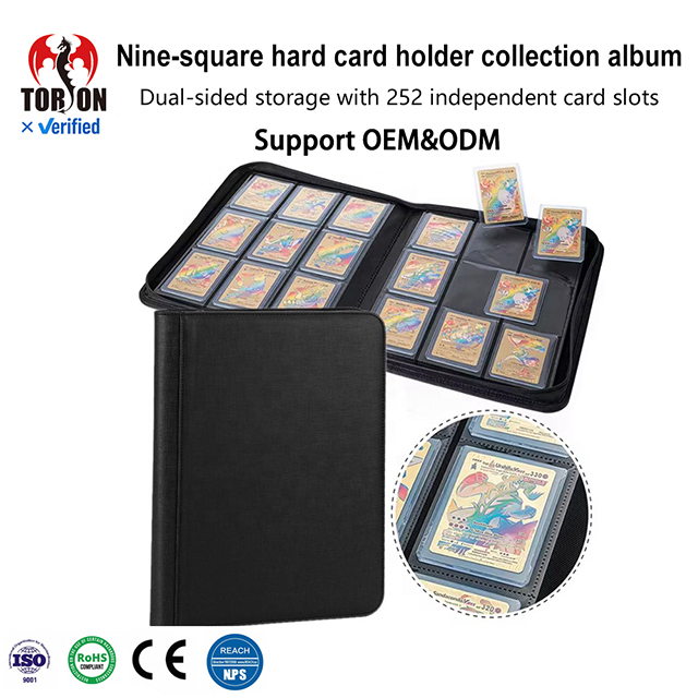 Torson Custom 252 Slots Card Binder Album Large Capacity PU Leather Plastic Thread Sewing Collection Book Dual-sided PP Pages