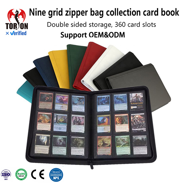 Torson Wholesale 360 Pockets Card Binder PU Leather Waterproof Big Size Trading Card Album for TCG Storage Sports Cards 200